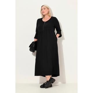 Ulla Popken  Midikleid, Reißverschluss, V-Ausschnitt, 3/4-Volantarm 