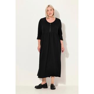 Ulla Popken  Midikleid, Reißverschluss, V-Ausschnitt, 3/4-Volantarm 