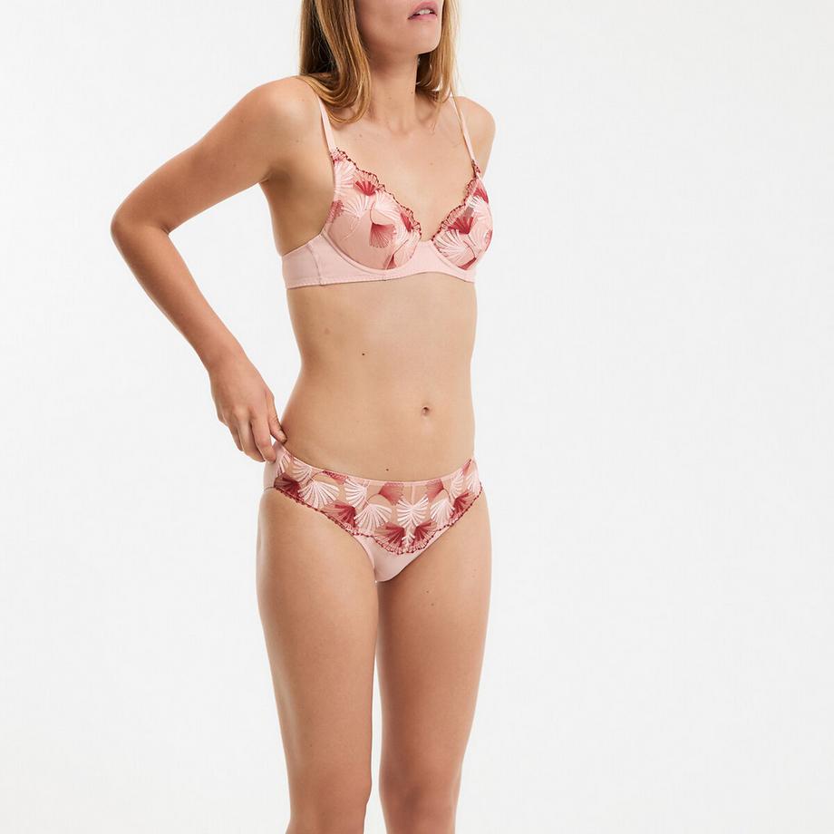 Slip AZALEE aus Mikrofaser und besticktem Tüll