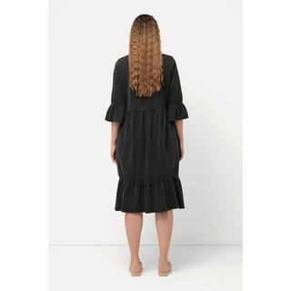 Ulla Popken Abito in jersey A-line con volant scollo a tunica maniche 3/4  