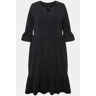 Ulla Popken Abito in jersey A-line con volant scollo a tunica maniche 3/4  