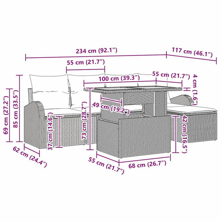 VidaXL Divano da giardino Polyrattan  