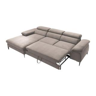 PASCAL MORABITO Canapé d'angle gauche convertible en velours taupe SEPINA de Pascal Morabito  