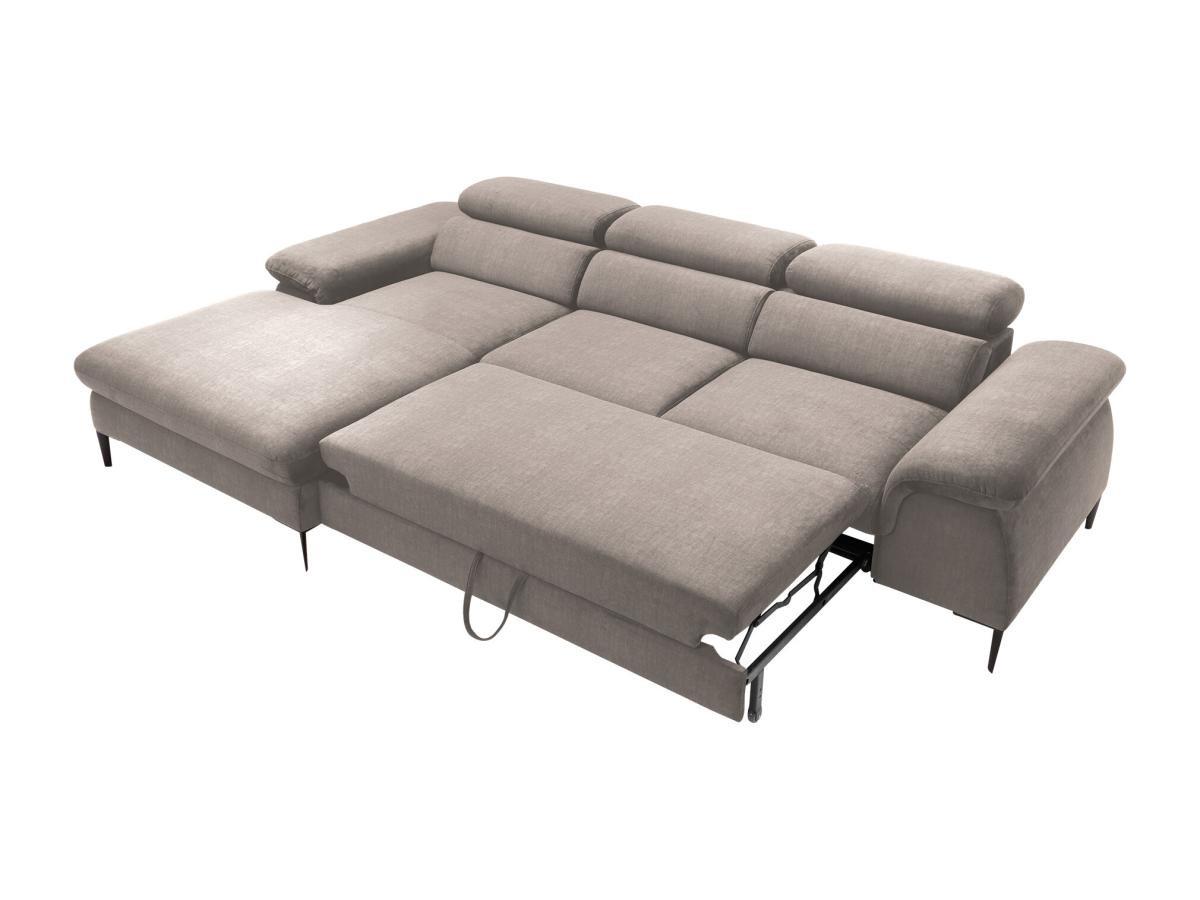 PASCAL MORABITO Canapé d'angle gauche convertible en velours taupe SEPINA de Pascal Morabito  