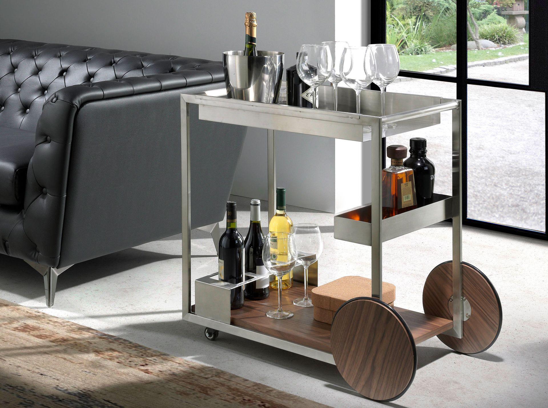 ANGEL CERDA Minibarwagen Stahl und Nussbaum  