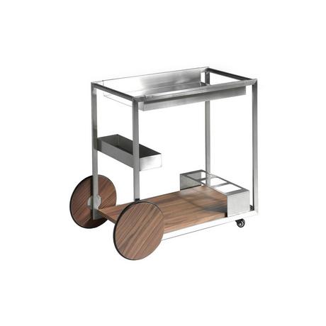 ANGEL CERDA Chariot minibar en acier et noyer  