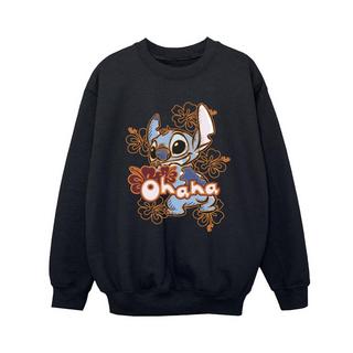 Disney  Lilo And Stitch Ohana Orange Hibiscus Sweatshirt 