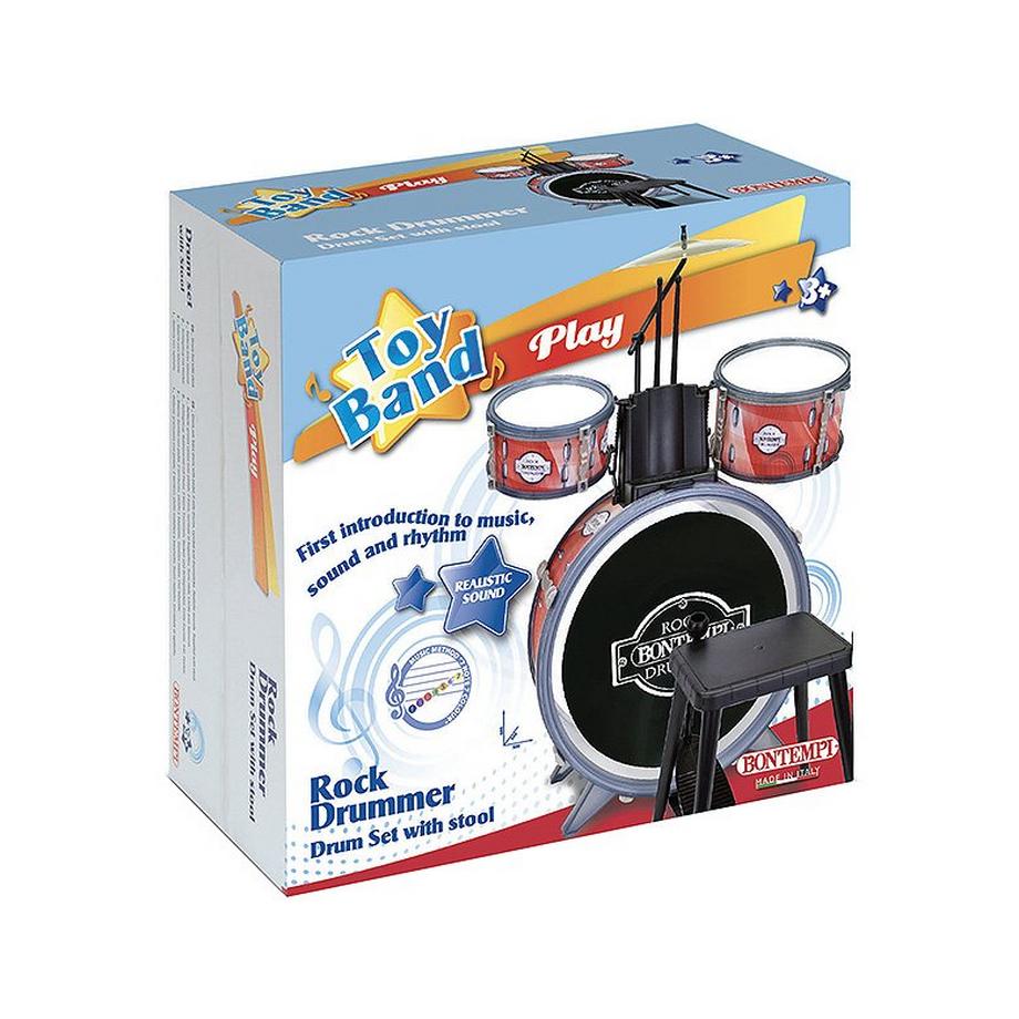 BONTEMPI  Bontempi Drum set 4 pcs with stool black bass drum 