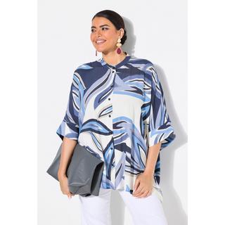 Ulla Popken Blusa Oversize Stampa Foglie Mezza Manica Collo Alto  