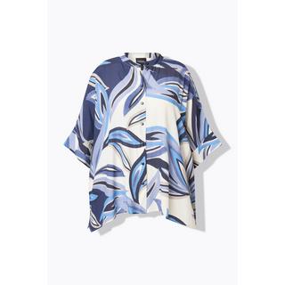 Ulla Popken Blusa Oversize Stampa Foglie Mezza Manica Collo Alto  
