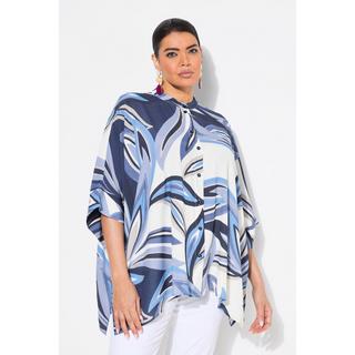 Ulla Popken Blusa Oversize Stampa Foglie Mezza Manica Collo Alto  