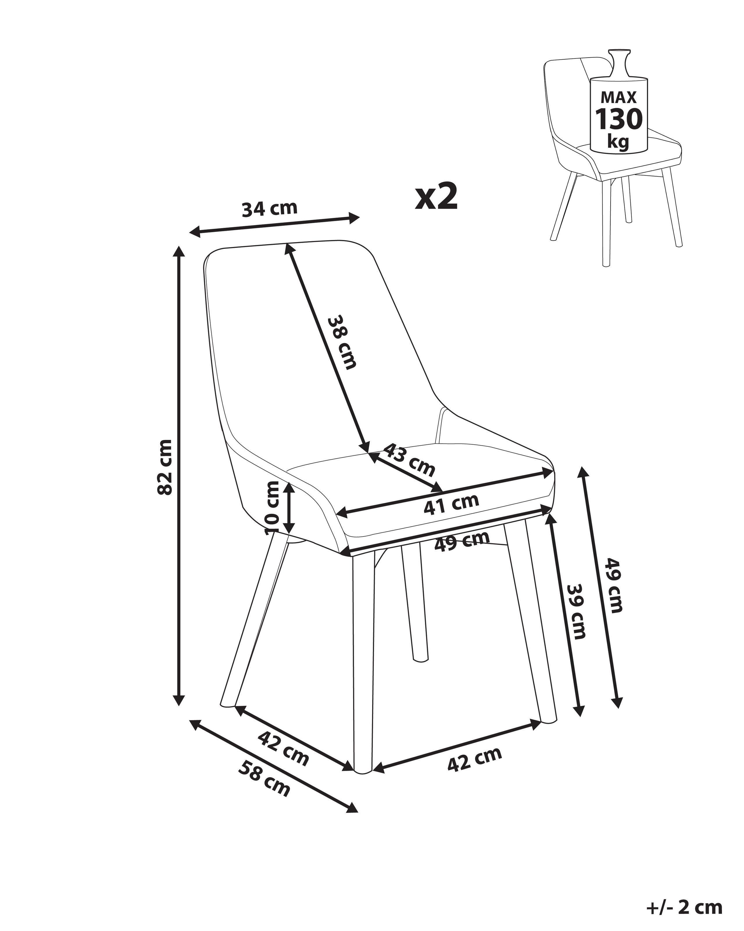 Beliani Lot de 2 chaises de salle à manger en Polyester Traditionnel MELFORT  