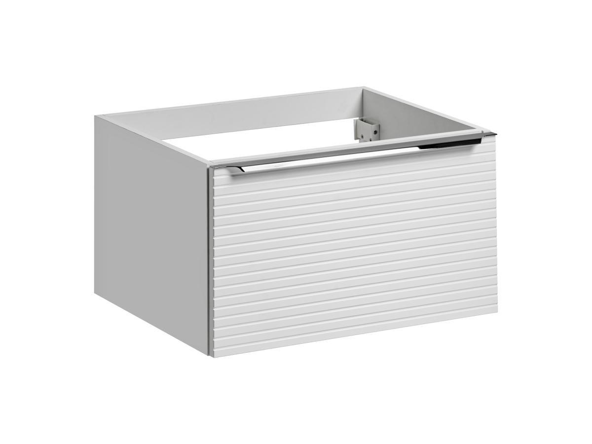 Vente-unique Mobile sotto lavabo sospeso scanalato 60 cm Bianco - LATOMA  