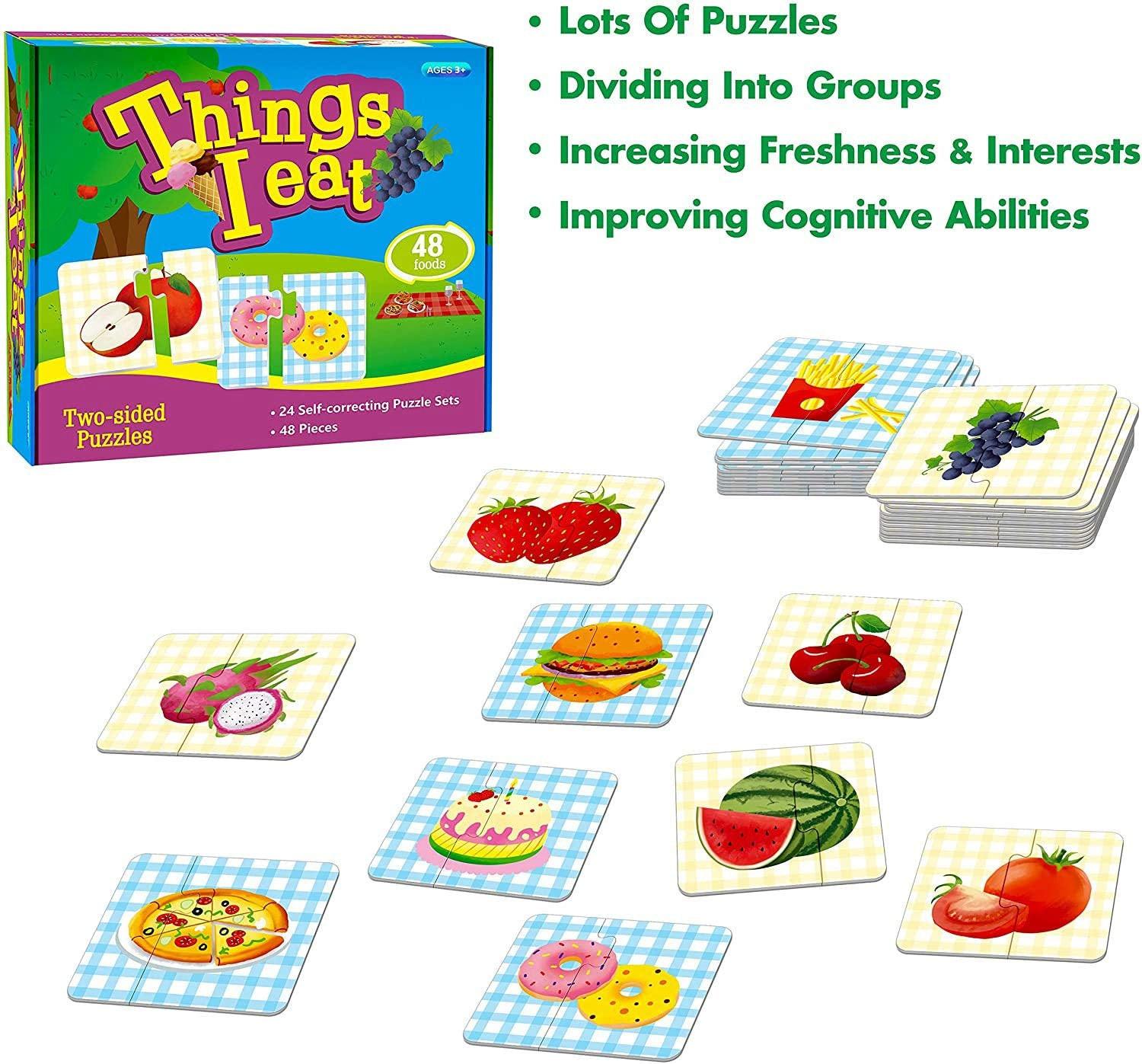 Activity-board  48 puzzles alimentaires avec mécanisme de correction des erreurs, parfaits pour l'éducation précoce et l'apprentissage préscolaire 