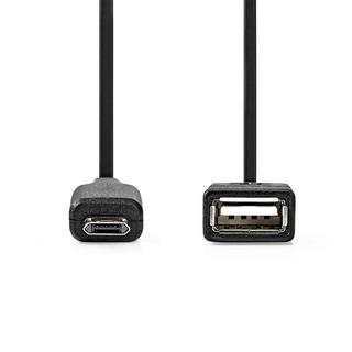 Nedis  Adattatore USB Micro-B | USB 2.0 | USB Micro-B maschio | USB-A femmina | 480 Mbps | 0,20 m | Rotondo | Nichelato | PVC | Nero | Scatola 