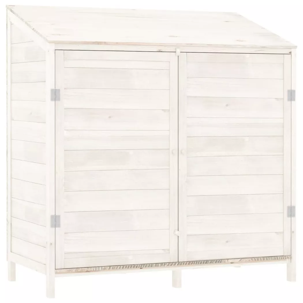 vidaXL Geräteschuppen Weiß 102x52x112 cm Massivholz Tanne