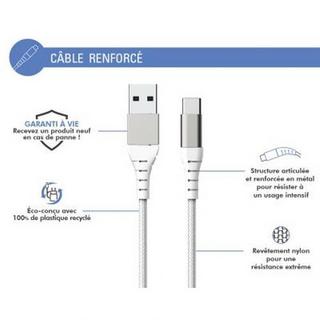 Force Power  Kabel USB A/USB-C 3m - 3A Blanc 