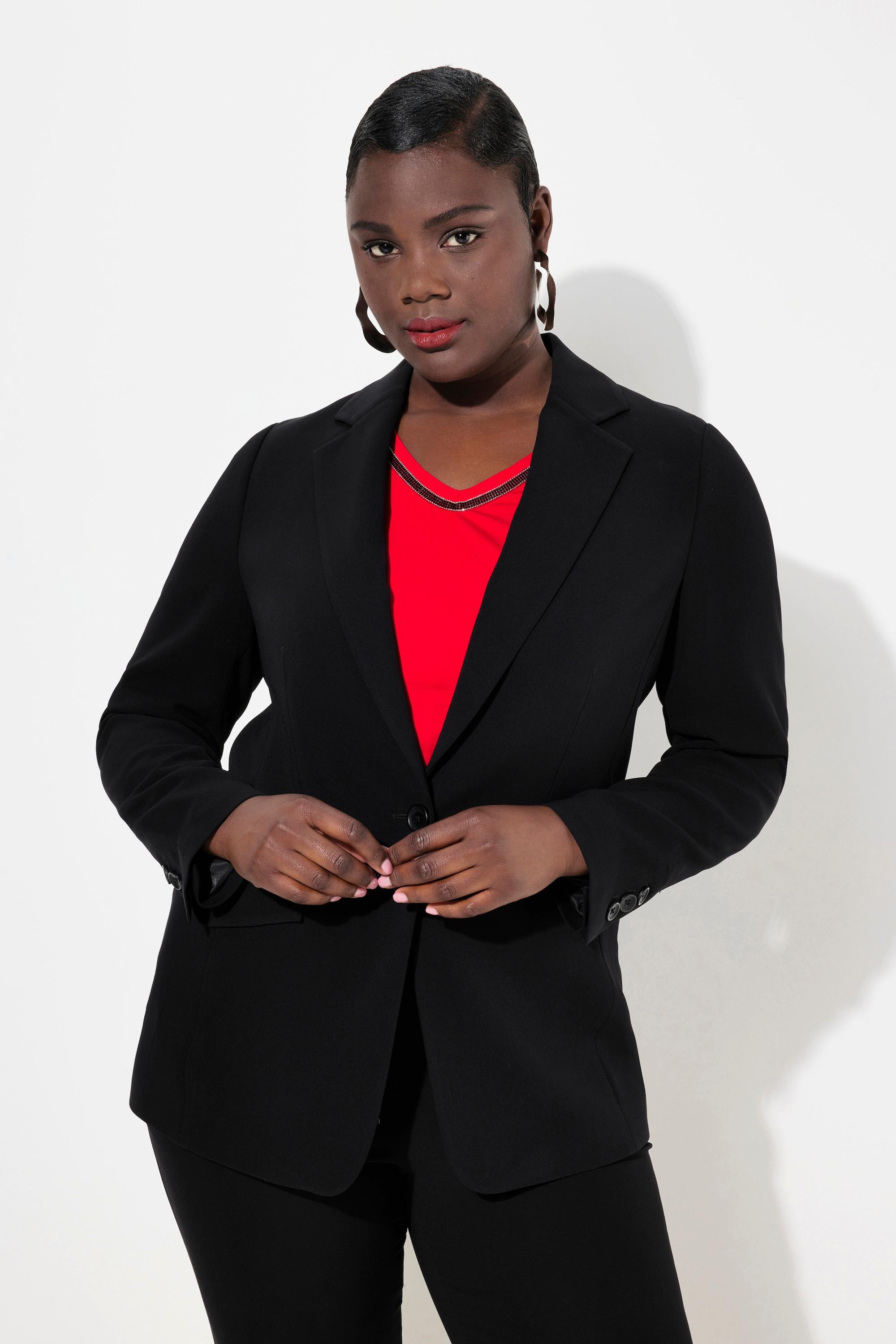 Ulla Popken Blazer Collo Revers Tasche con Patta Chiusura Bottone  