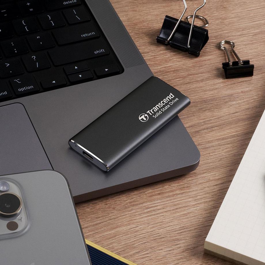 Transcend  Tragbare SSD ESD256C USB-C 1 TB 10 Gbit/s (R1050/W950 Mbit/s) Aluminium 
