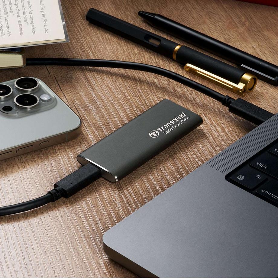 Transcend  Tragbare SSD ESD256C USB-C 1 TB 10 Gbit/s (R1050/W950 Mbit/s) Aluminium 