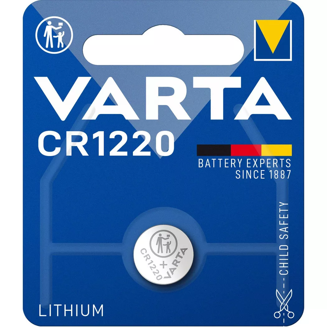 VARTA - Batteria a bottone al litio CR1220 da 3 V, confezione da 1, CR1220