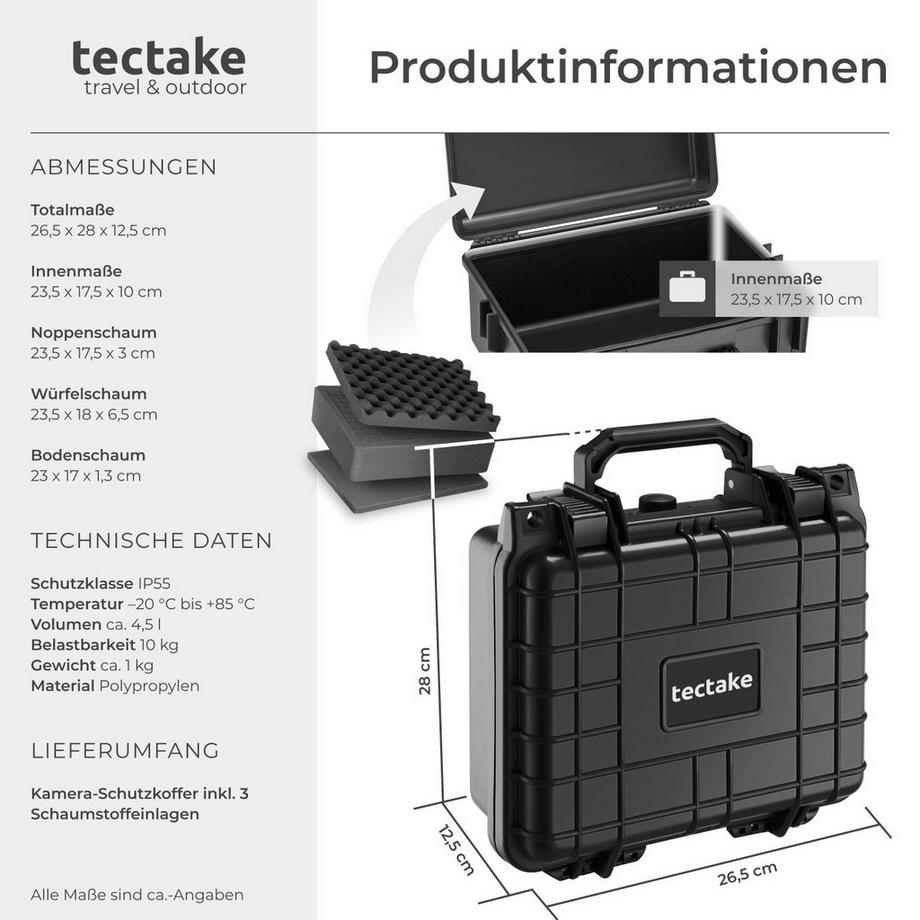 Tectake  Custodia universale valigetta protettiva per macchina fotografica 