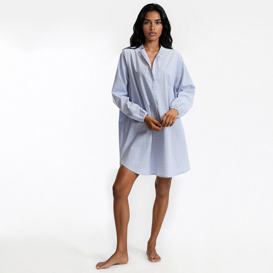 Chemise de nuit en popeline à carreaux
