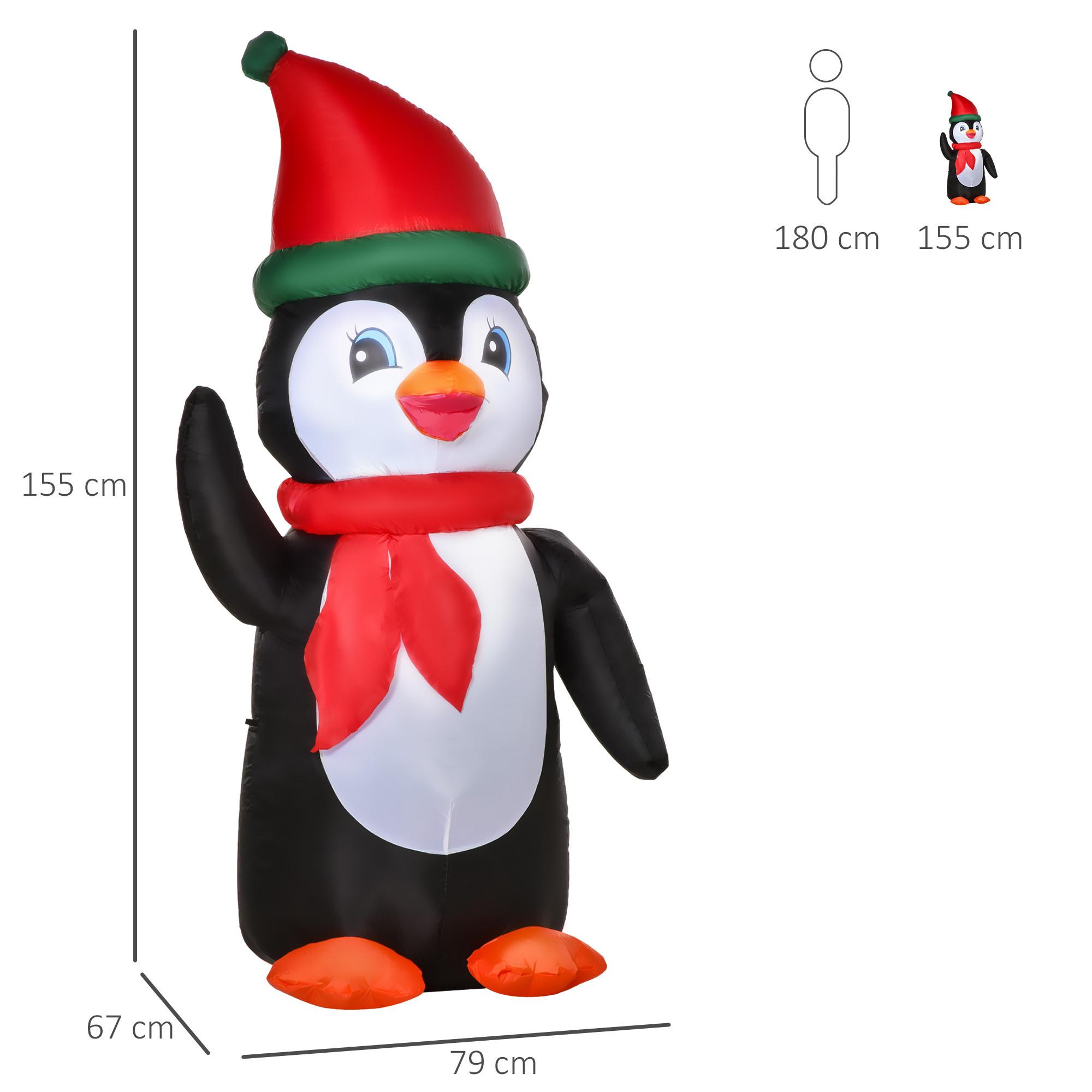 HOMCOM Aufblasbarer Weihnachts-Pinguin  