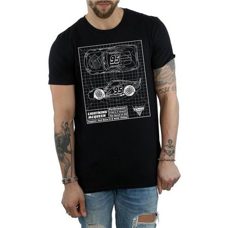 Cars Lightning McQueen Blueprint Print T-Shirt  