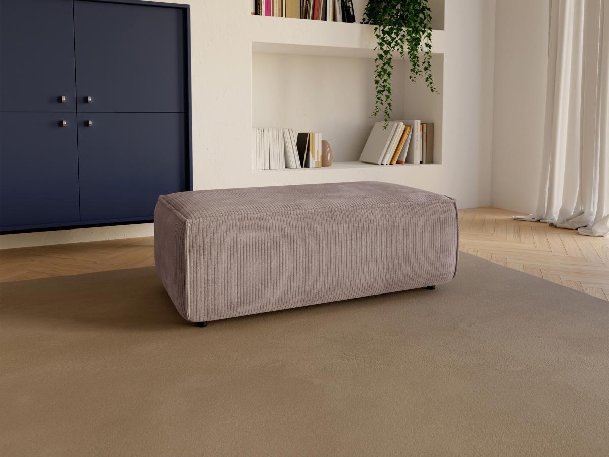 Vente-unique Pouf en velours côtelé violet clair AMELIA  