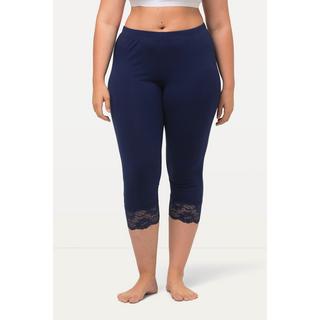 Ulla Popken  Capri, elastischer Spitzensaum navy 