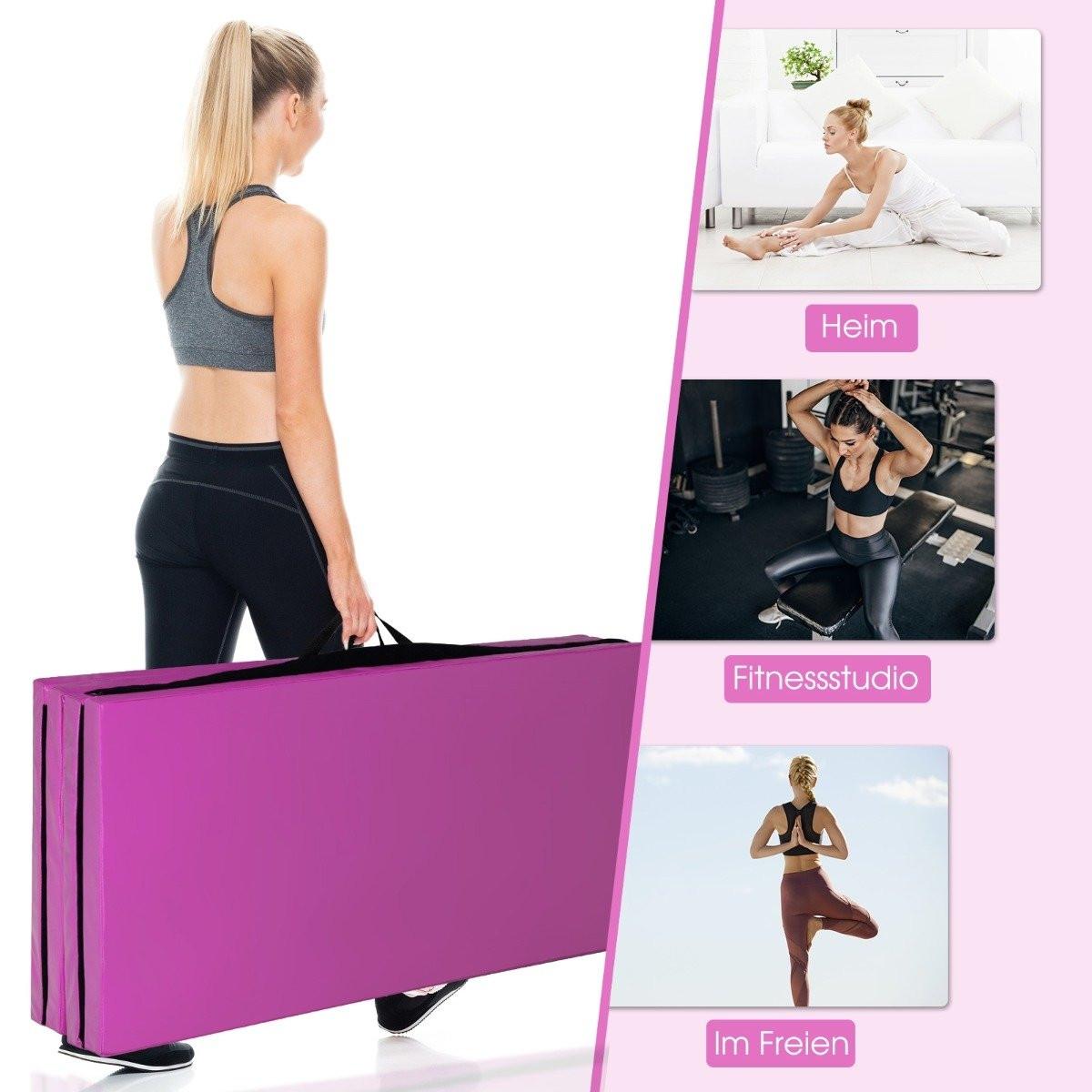 Northix  Tappetino da ginnastica con rivestimento sfoderabile in ecopelle 240 x 117 x 5 cm rosso + rosa 