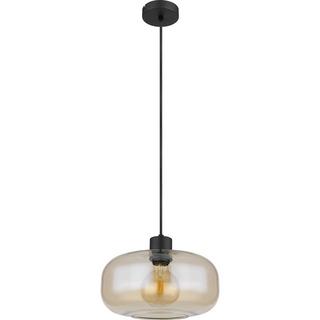 mutoni Lampe à suspension Giuseppe métal verre noir mat 1xE27  