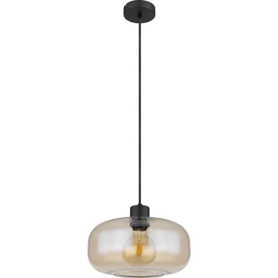 mutoni Lampe à suspension Giuseppe métal verre noir mat 1xE27  