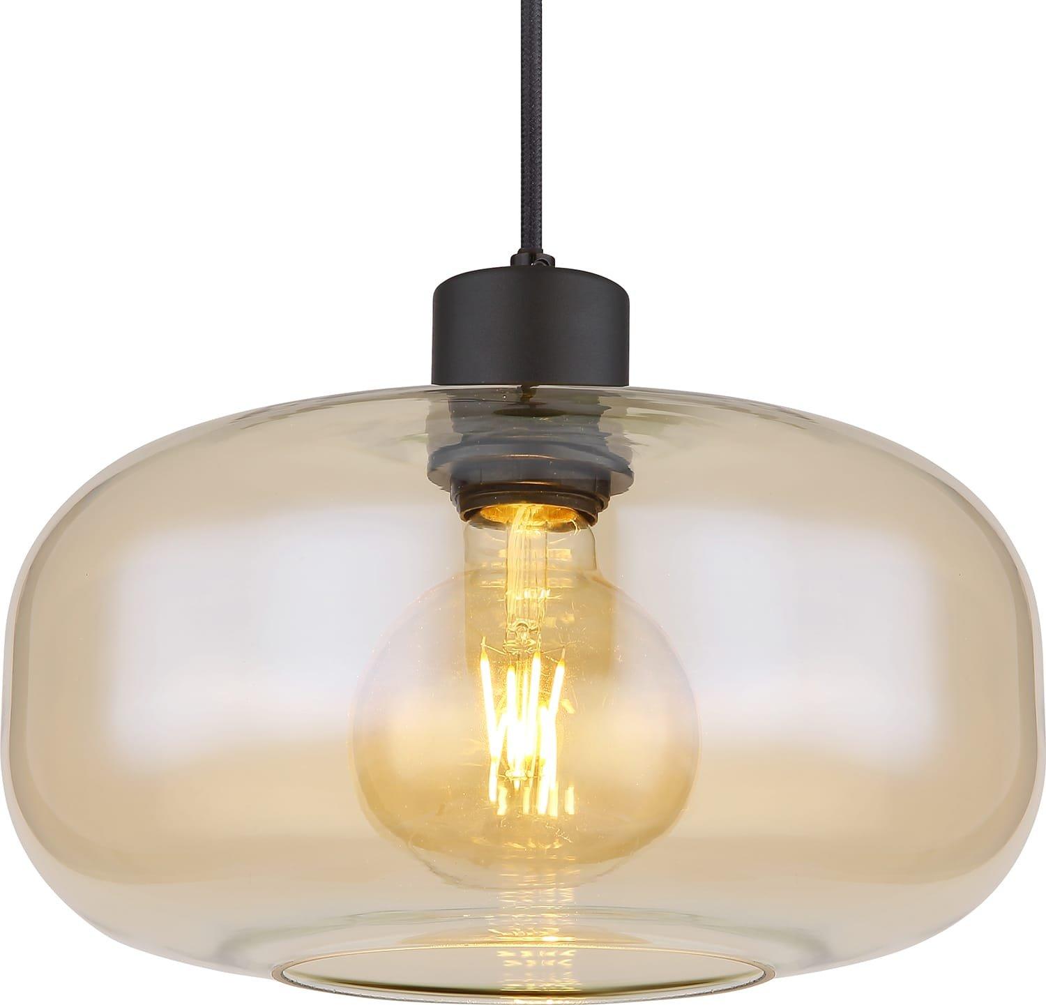 mutoni Lampe à suspension Giuseppe métal verre noir mat 1xE27  