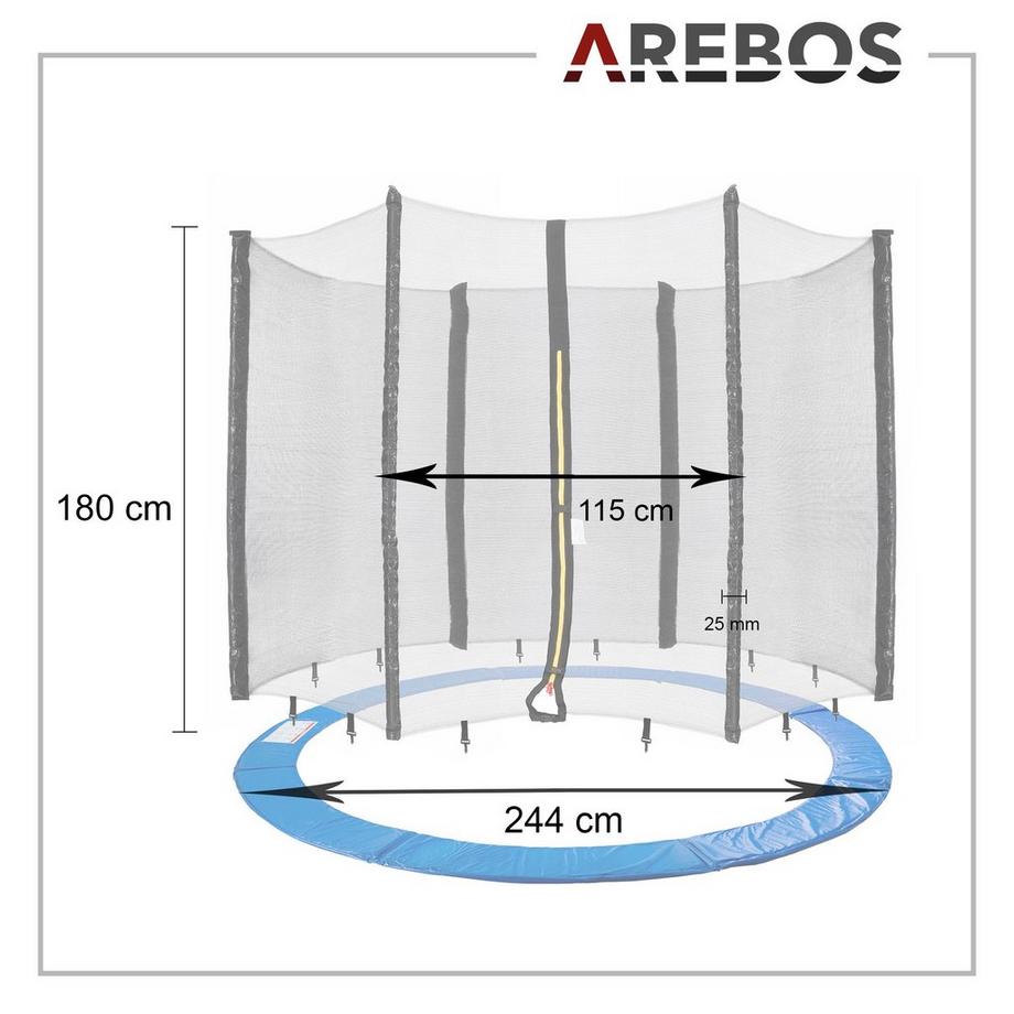 Arebos  Trampolin Sicherheitsnetz + Randabdeckung Randschutz Netz Ersatzteile 