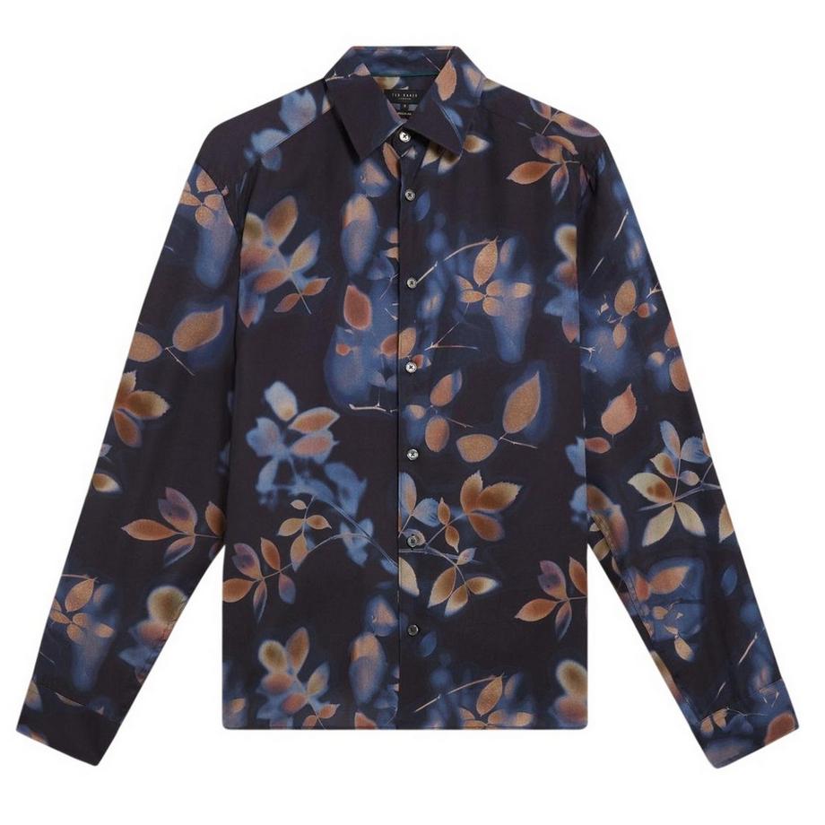 Camicia Regolare Stampa Foglia