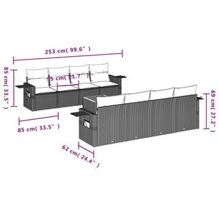 VidaXL Ensemble de canapés de jardin rotin synthétique  