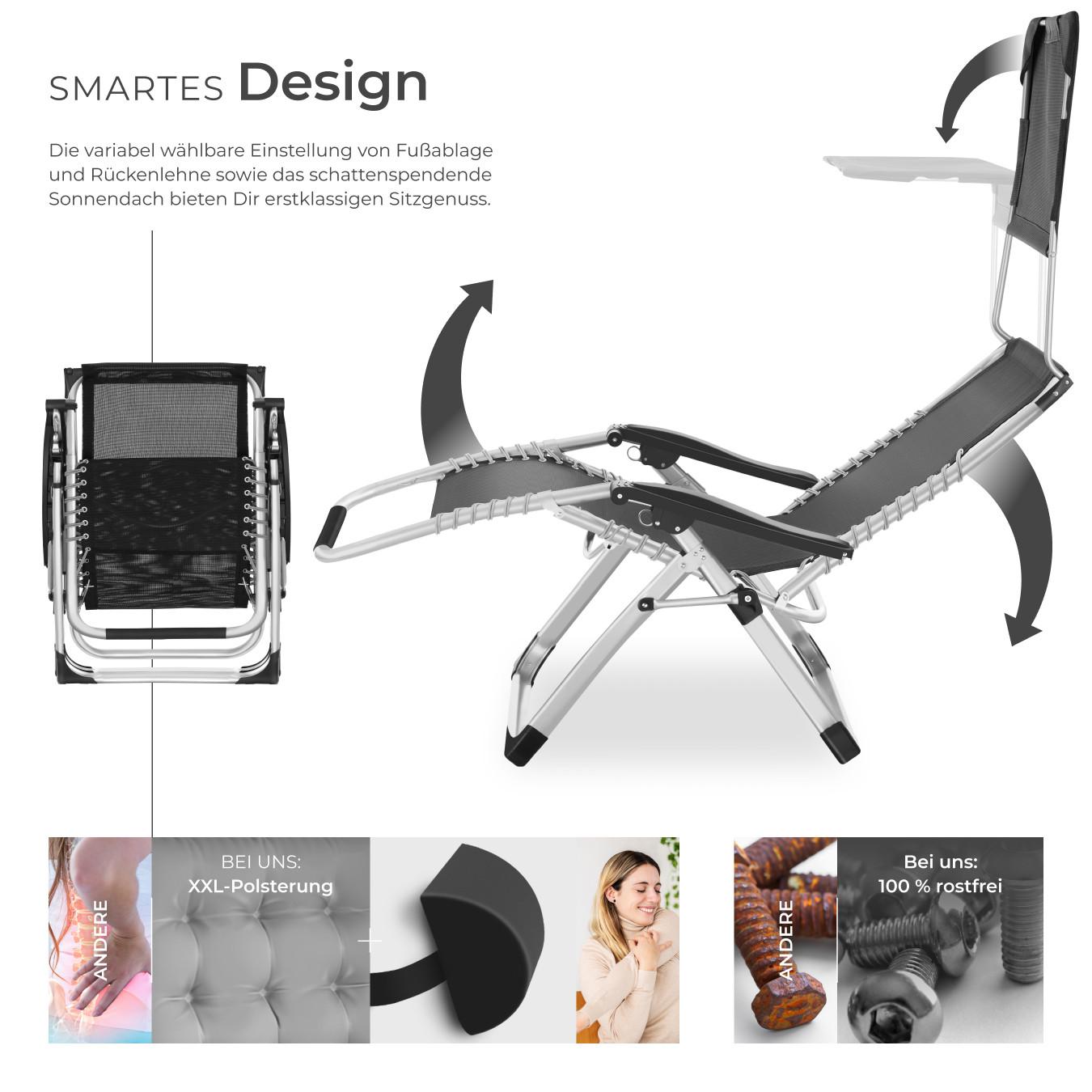 Tectake Chaise longue CLOUD II pliable et dossier flexible et repose-pieds  