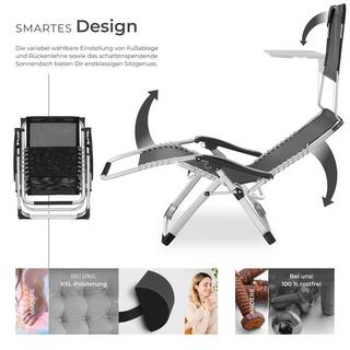 Tectake Chaise longue CLOUD II pliable et dossier flexible et repose-pieds  