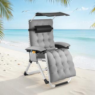 Tectake Chaise longue CLOUD II pliable et dossier flexible et repose-pieds  