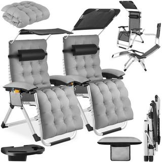 Tectake Chaise longue CLOUD II pliable et dossier flexible et repose-pieds  