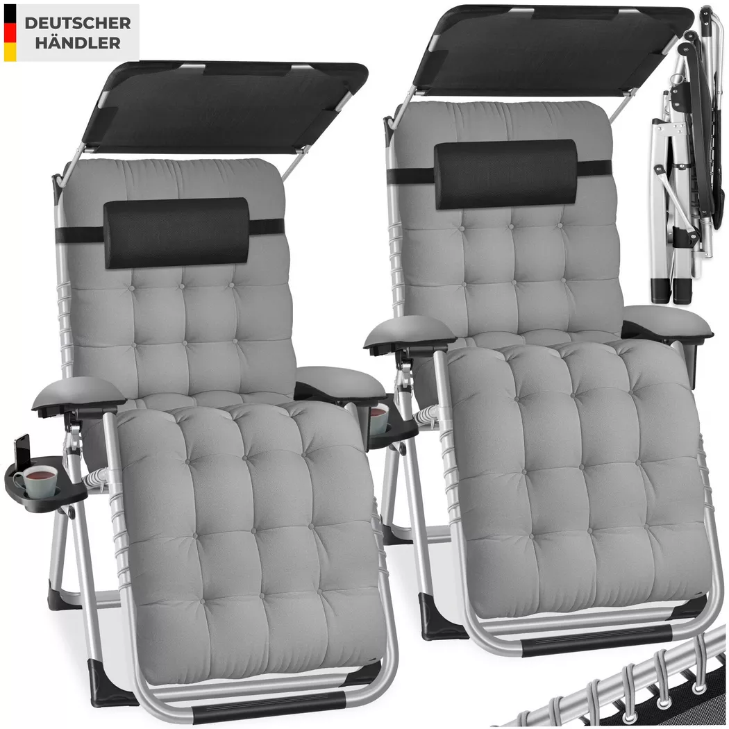 tectake Sun Lounger Cirrus in Light Grey | Size: 2 Seater