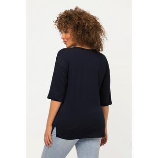 Ulla Popken  T-shirt dal taglio oversize con paesaggio, scollo a girocollo e mezze maniche 