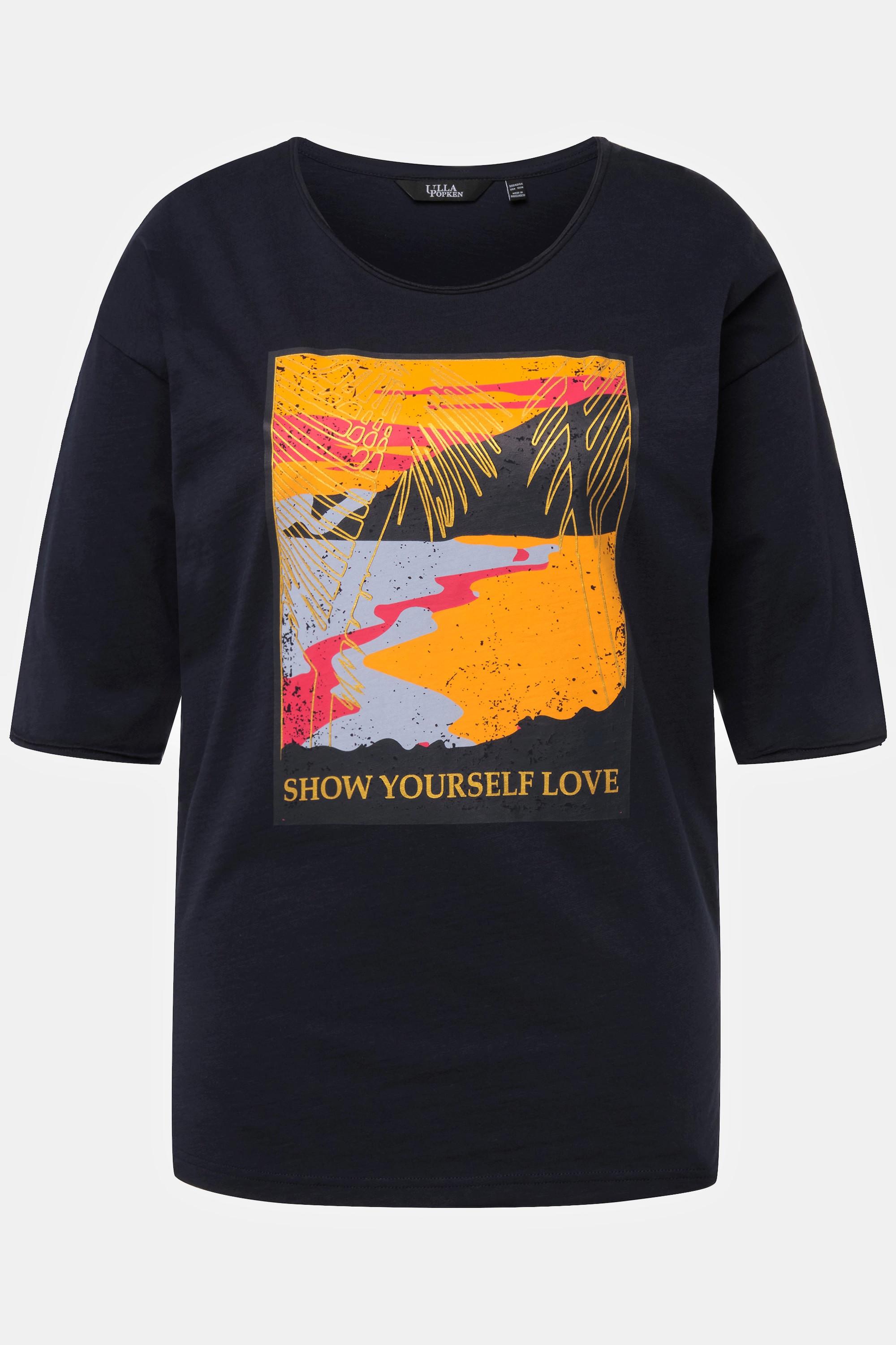 Ulla Popken  T-shirt oversized, paysage, col rond et manches courtes 