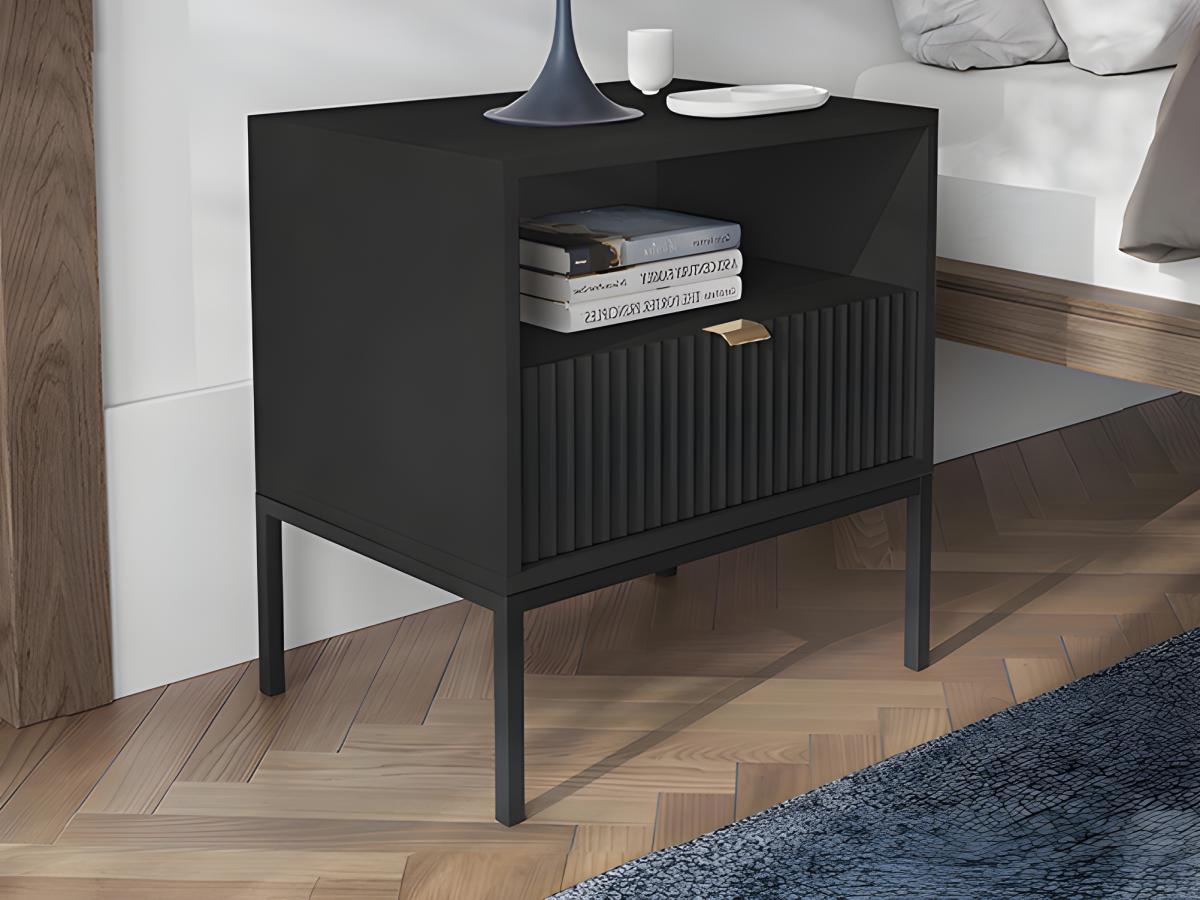 Vente-unique 2er-Set Nachttische mit 1 Schublade & 1 Ablage - Schwarz - LIOUBA von Pascal Morabito  