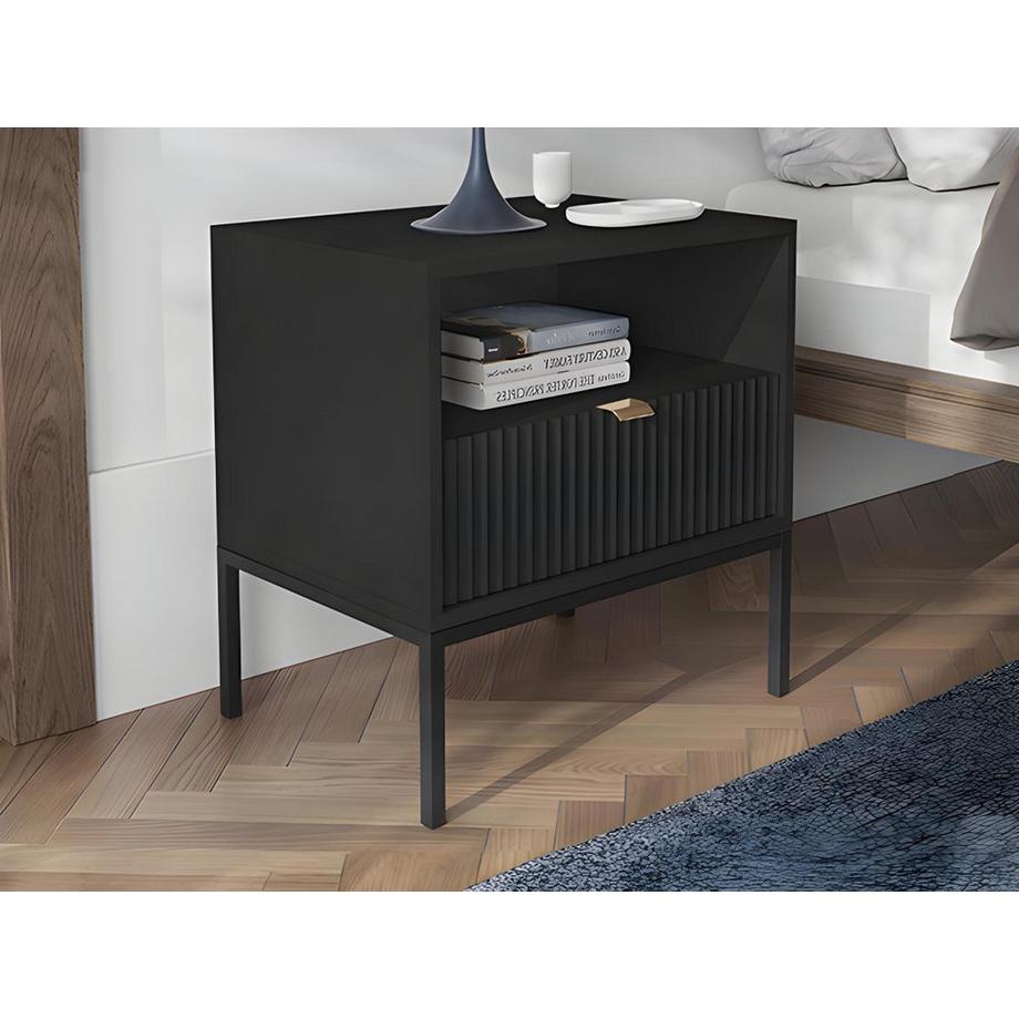 Vente-unique Lot de 2 tables de chevet 1 tiroir et 1 niche - Noir - LIOUBA de Pascal Morabito  