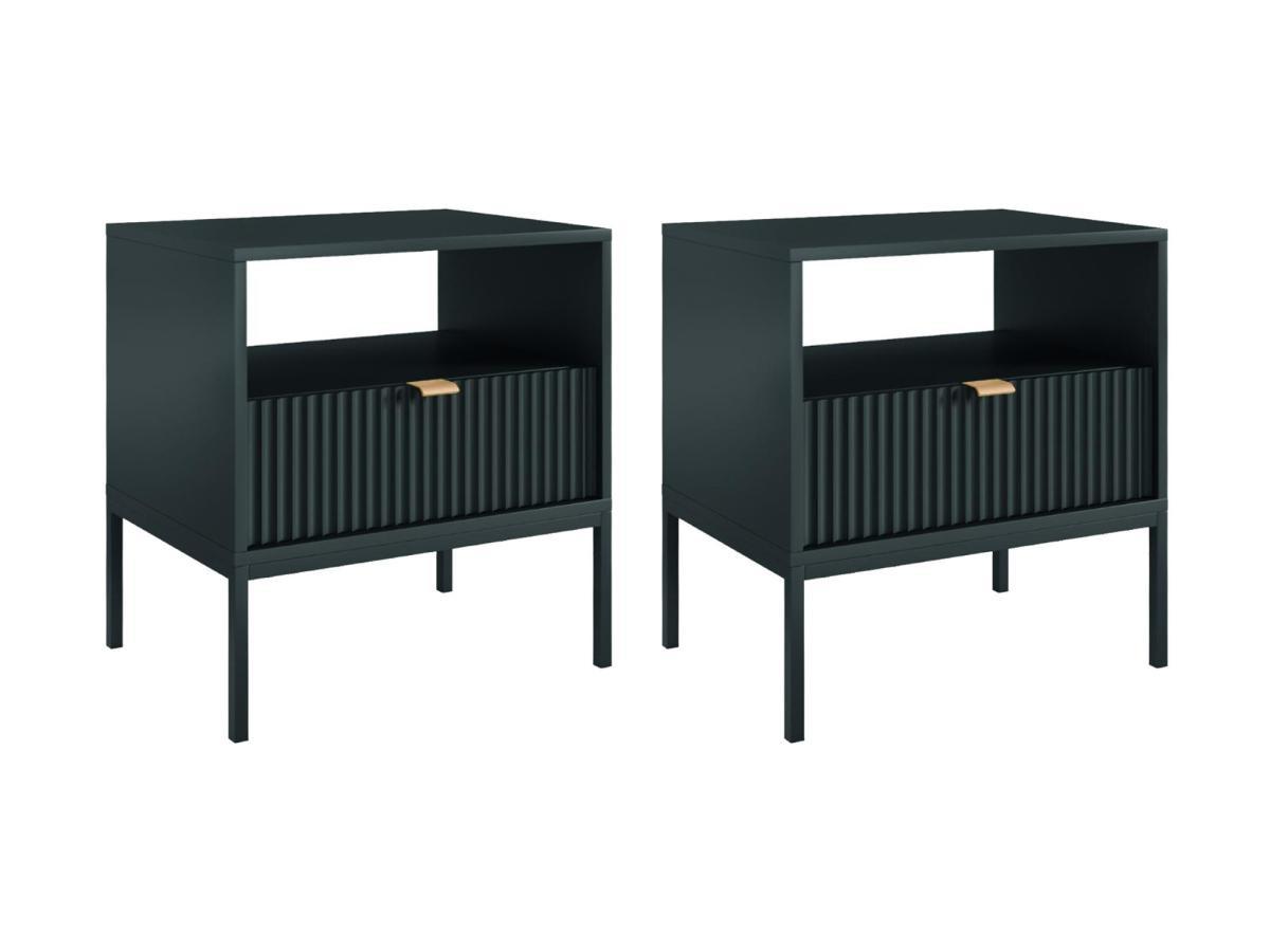 Vente-unique 2er-Set Nachttische mit 1 Schublade & 1 Ablage - Schwarz - LIOUBA von Pascal Morabito  