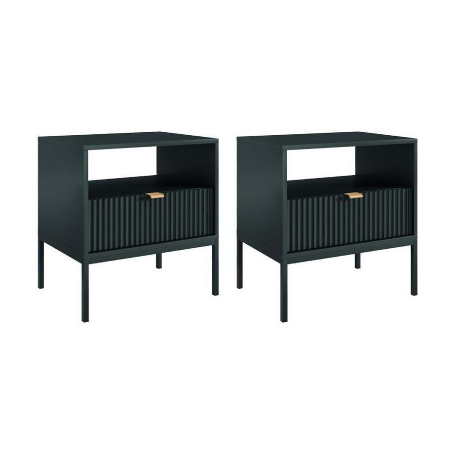 Vente-unique Lot de 2 tables de chevet 1 tiroir et 1 niche - Noir - LIOUBA de Pascal Morabito  