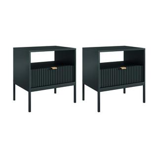 Vente-unique 2er-Set Nachttische mit 1 Schublade & 1 Ablage - Schwarz - LIOUBA von Pascal Morabito  